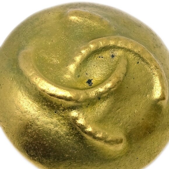 Chanel Button Earrings Clip-On Gold 95C - Picture 2 of 4